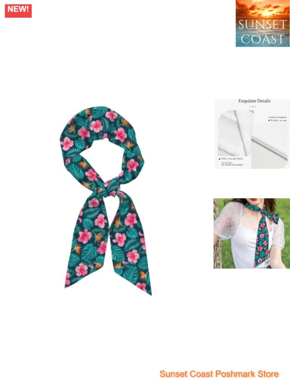 Satin Head Scarf Neck Scarves for Women - Lightweight Floral Fashion